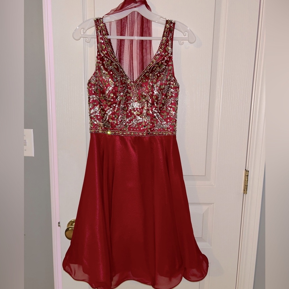 Girls red and silver formal dress